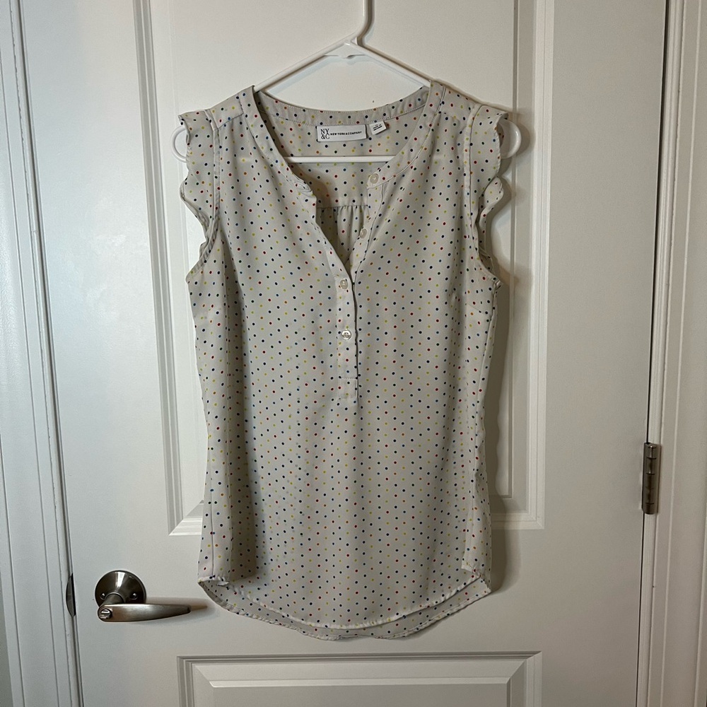 New York and Company Confetti Print Blouse